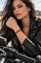 Load image into Gallery viewer, Ladies 8mm All Black &amp; Bling Mini Bike Chain Bracelet Stainless Steel SB100