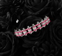 Load image into Gallery viewer, Biker Jewelry Ladies Motorcycle Bike Chain Bracelet Stainless Steel Silver &amp; Pink<br> SB102