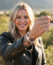 Load image into Gallery viewer, Biker Jewelry Ladies Motorcycle Bike Chain Bracelet Stainless Steel Silver &amp; Pink<br> SB102