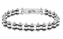 Load image into Gallery viewer, Ladies Motorcycle Bike Chain Bracelet Stainless Steel Silver &amp; Black SB110