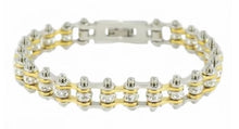 Load image into Gallery viewer, Women&#39;s Motorcycle Bike Chain Bracelet Stainless Steel Silver &amp; Gold SB111