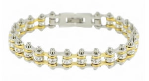 Women's Motorcycle Bike Chain Bracelet Stainless Steel Silver & Gold SB111