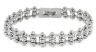 Women's Motorcycle Bike Chain Bracelet Stainless Steel Silver on Silver SB115