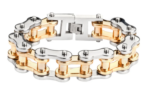 Heavy Metal Jewelry Men's Motorcycle Bike Chain Bracelet Stainless Steel Silver/Gold SB1182