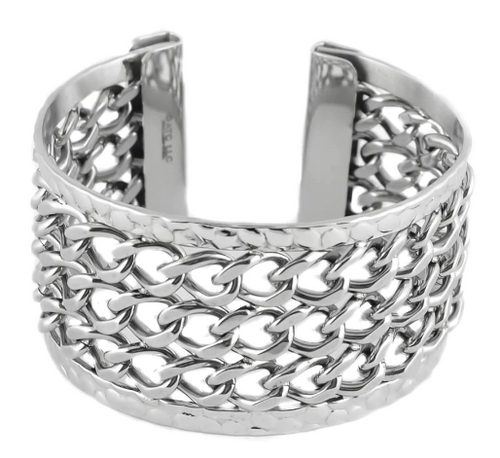 Heavy Metal Jewelry Ladies 3 Row Chain Cuff Biker Bracelet Stainless Steel SB119