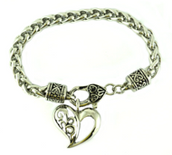 Ladies Dangle Heart Bracelet Biker Jewelry Stainless Steel SB129