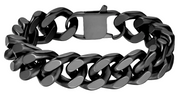 Men's 16mm Black Cuban Link Bracelet Stainless Steel SB12