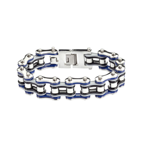 Heavy Metal Jewelry Men's Motorcycle Bike Chain Bracelet Stainless Steel Multi-Color/Double Link