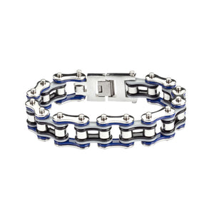 Heavy Metal Jewelry Men's Motorcycle Bike Chain Bracelet Stainless Steel Multi-Color/Double Link