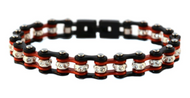 Women's Motorcycle Bike Chain Tennis Bracelet Stainless Steel Black & Red SB137
