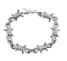 Load image into Gallery viewer, Large Men&#39;s Stainless Steel Barbwire Link Design Bracelet SB140