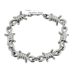 Large Men's Stainless Steel Barbwire Link Design Bracelet SB140