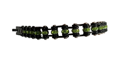 Load image into Gallery viewer, Ladies Stainless Steel Black and Green Stone Motorcycle Biker Bracelet SB139