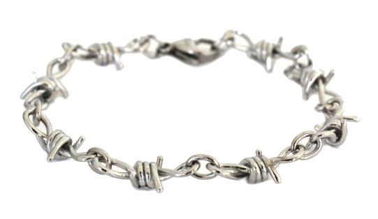 Medium Women's Barbed Wire Link Design Bracelet / Anklet Stainless Steel SB139