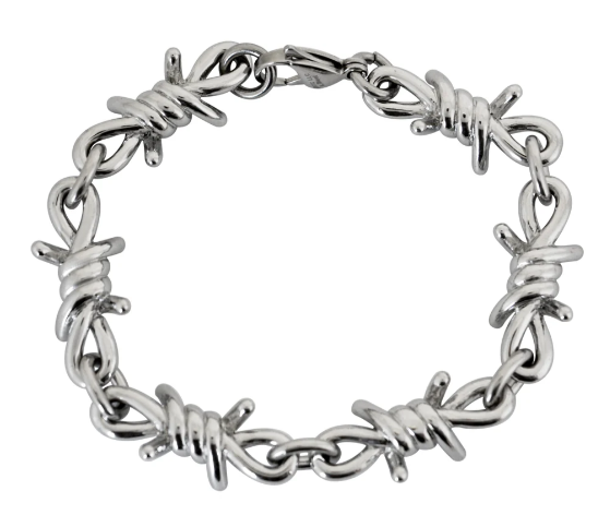 Large Men's Stainless Steel Barbwire Link Design Bracelet SB140