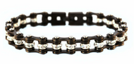 8mm Gunmetal Mini Bike Chain Bling Bracelet Clear Stones Stainless Steel SB142