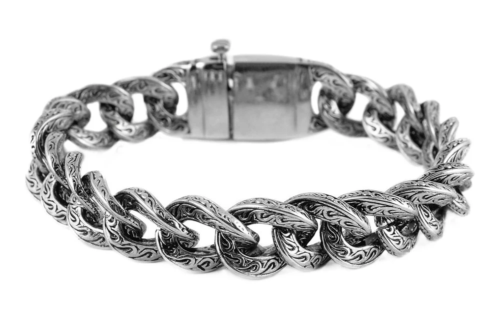 Heavy Metal Jewelry Unisex Tattoo Hook Curb Link Bracelet Stainless Steel SB144