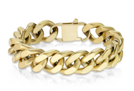 Men's 12mm Gold Cuban Link Bracelet Satin Finish Gold Tone Stainless SB14