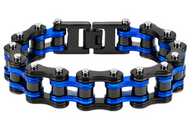 16mm Black with Blue Line Bike Chain Bracelet Stainless Steel Police Edition SB150
