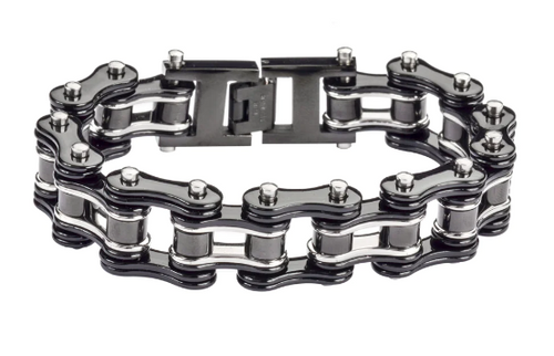 Heavy Metal Jewelry Men's Motorcycle Bike Chain Bracelet Stainless Steel Gunmetal & Silver SB152