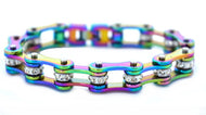 Heavy Metal Jewelry Ladies Bike Chain Stainless Steel Bracelet Rainbow SB154