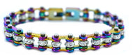 Heavy Metal Jewelry Ladies Motorcycle Bike Chain Biker Bracelet Stainless Steel Rainbow SB155