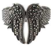 Women's Wings Biker Bangle Cuff Bracelet Iridescent Crystals<br> SB158