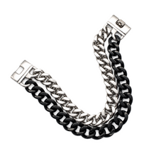 Load image into Gallery viewer, Men's 23mm Dual TT Cuban Link Bracelet Black &amp; Silver Stainless Steel SB15