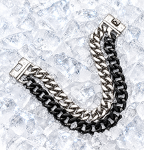 Load image into Gallery viewer, Men's 23mm Dual TT Cuban Link Bracelet Black &amp; Silver Stainless Steel SB15