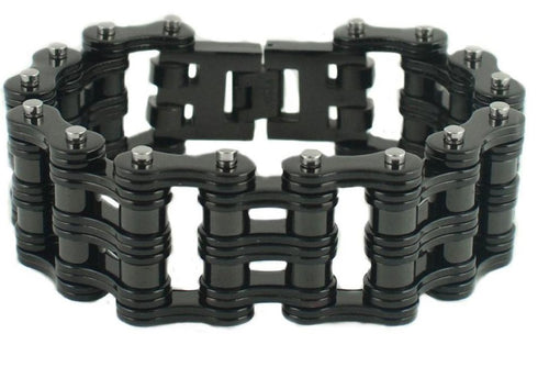 Heavy Metal Jewelry Men's Primary Motorcycle Bike Chain Bracelet Black Stainless Steel SB160