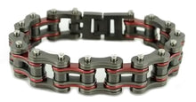 Load image into Gallery viewer, Heavy Metal Jewelry Men&#39;s Firefighter Motorcycle Bike Chain Bracelet Stainless Steel Gunmetal, Red SB162