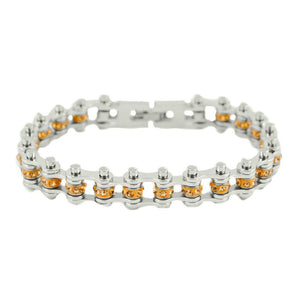 Ladies Motorcycle Mini Bike Chain Bracelet Stainless Steel November Citrine SB164