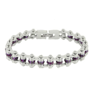 Women's Motorcycle Bike Chain Bracelet Stainless Steel by Heavy Metal Jewelry February Birthstone SB165