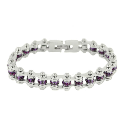 Ladies Motorcycle Bike Chain Bracelet Stainless Steel by Heavy Metal Jewelry February Birthstone SB165