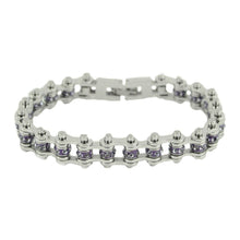 Load image into Gallery viewer, Birthstone Jewelry Ladies Bike Chain Stainless Steel Bracelet June Alexandrite SB170