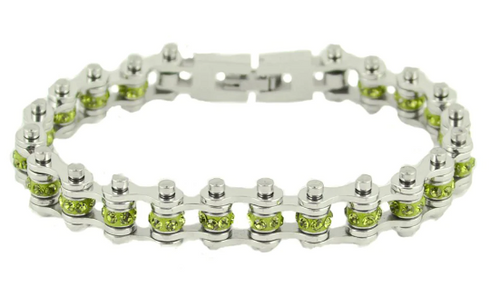 Heavy Metal Jewelry Ladies Motorcycle Mini Bike Chain Tennis Bracelet Stainless Steel August SB172