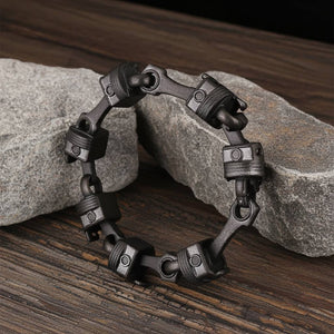 Punisher Skull and Piston Gunmetal Jewelry Motorcycle Bracelet SB179