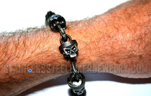 Load image into Gallery viewer, Punisher Skull and Piston Gunmetal Jewelry Motorcycle Bracelet SB179