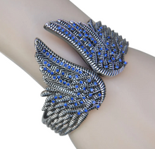 Load image into Gallery viewer, Jewelry Women&#39;s Angel Wings Cuff/Bangle/Bracelet Blue Stones Stainless Steel SB183