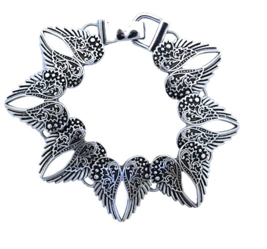 Heavy Metal Jewelry Ladies Heart and Angel Wings Bracelet Stainless Steel SB188