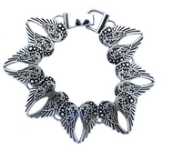 Heavy Metal Jewelry Ladies Heart and Angel Wings Bracelet Stainless Steel<br> SB188