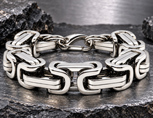 Load image into Gallery viewer, 17mm Byzantine Link Bracelet Huge Men's Stainless Steel SB19