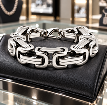 Load image into Gallery viewer, 17mm Byzantine Link Bracelet Huge Men's Stainless Steel SB19