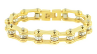Gold Jewelry Ladies Motorcycle Bike Chain Stainless Steel Bracelet Gold on Gold SB203