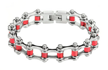 Load image into Gallery viewer, Heavy Metal Jewelry Ladies Motorcycle Bike Chain Stainless Steel Bracelet Red Rollers