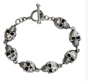 Heavy Metal Jewelry Ladies Skull  Motorcycle Biker Bracelet  Stainless Steel