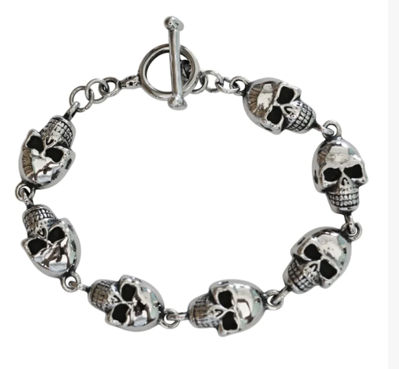 Heavy Metal Jewelry Ladies Skull  Motorcycle Biker Bracelet  Stainless Steel