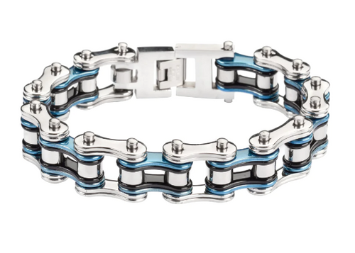 Jewelry Men's Motorcycle Bike Chain Bracelet Stainless Steel Multi-Color/Double Link SB209