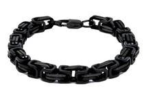 Load image into Gallery viewer, 7mm Black Stainless Steel Byzantine Bracelet