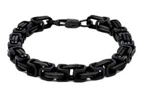 7mm Black Stainless Steel Byzantine Bracelet